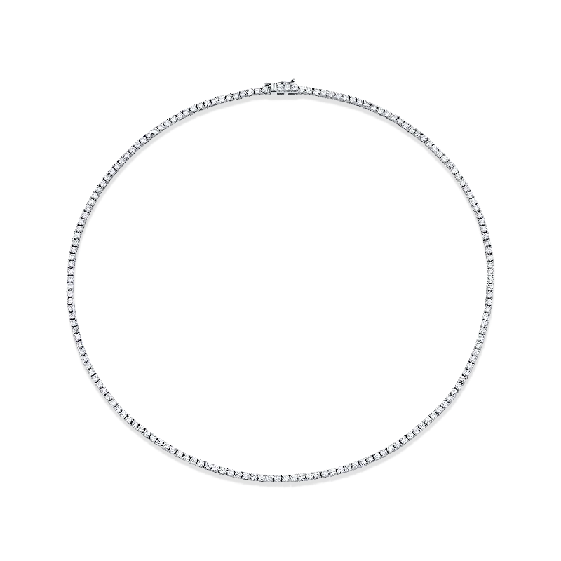 art deco necklaces for women -Norman Silverman Signature 18k White Gold Diamond Tennis Necklace