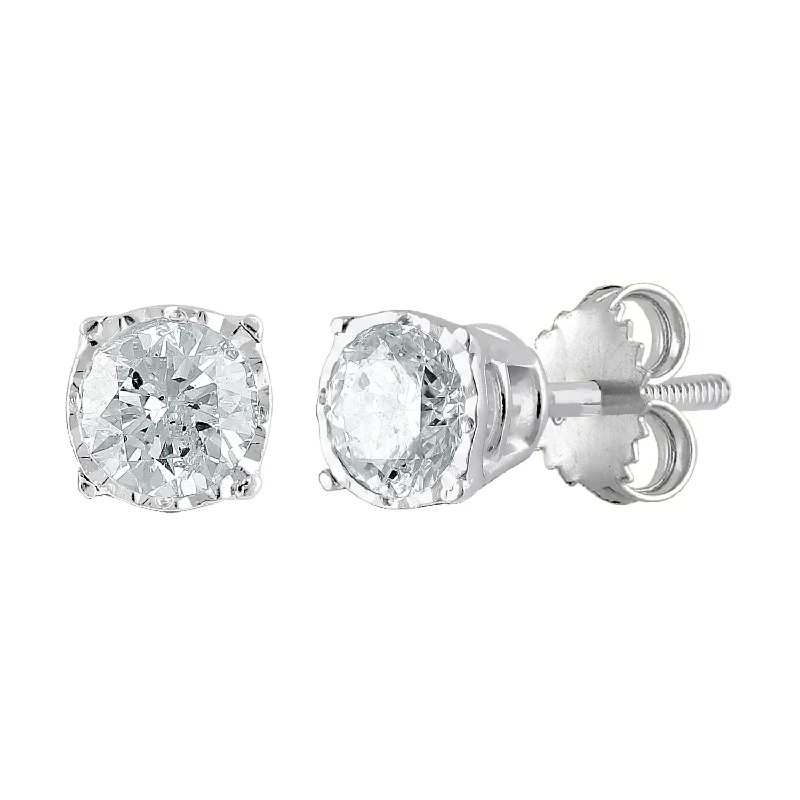 elegant gemstone earrings -9ct White Gold 0.50ct Diamond Stud Earrings