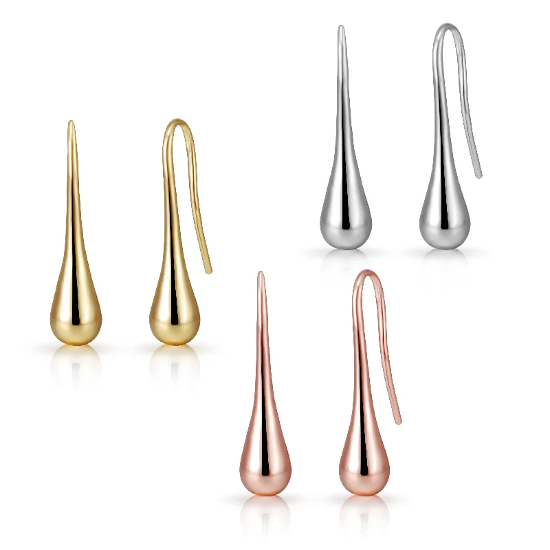 bold gold earrings for women -Set of Three Teardrop Earrings