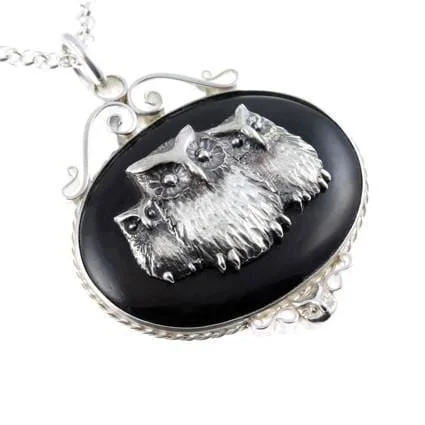 simple charm necklaces for women -Owl Family Pendant Necklace