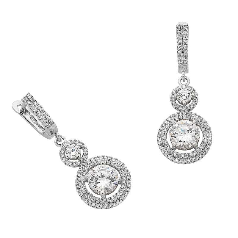 rhinestone earrings for women -Sterling Silver White Cubic Zirconia Earrings