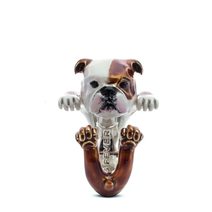 luxury rings for brides -Dog Fever English Bulldog Hug Ring, Enameled Sterling Silver