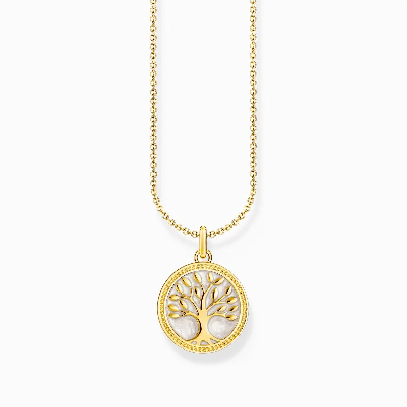 chic necklaces for women -Thomas Sabo Silver Gold-plated necklace with tree of love pendant and cold enamel KE2220-427-39