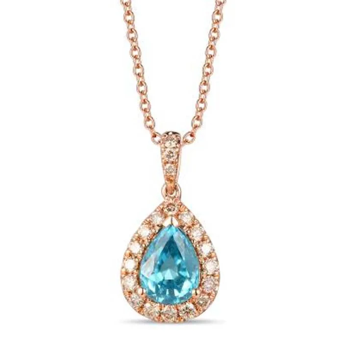 custom rings for women -Le Vian Pendant featuring Blueberry Zircon with Nude Diamonds in 14K Strawberry Gold