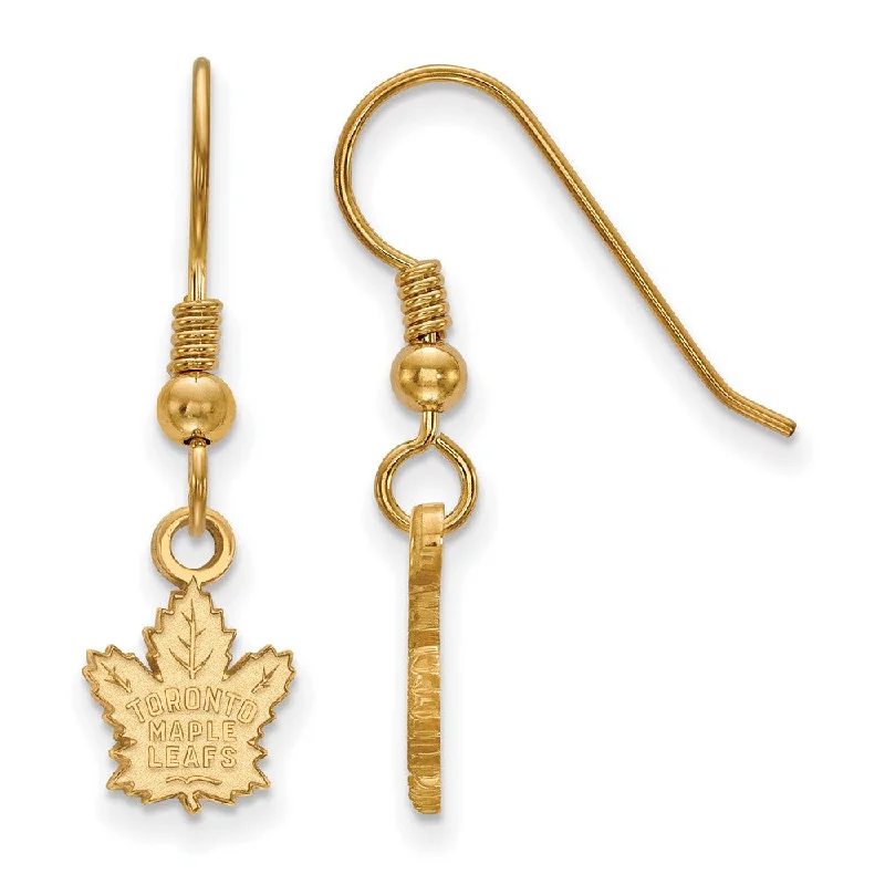 luxurious pearl drop earrings -SS 14k Yellow Gold Plated NHL Toronto Maple Leafs XS Dangle Earrings