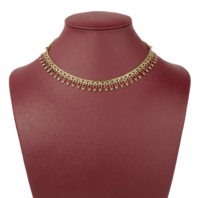 romantic necklaces for women -Kavia Simple Necklace Set in Maroon