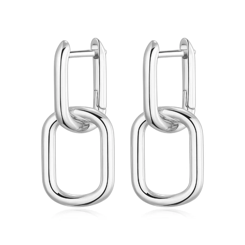 silver earrings for women -Silver Plated Paperclip Earrings