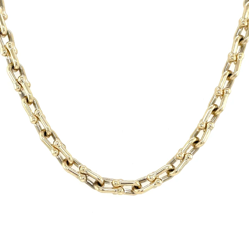 statement gold necklaces for women -9ct Yellow Gold U-Link Industrial Necklace