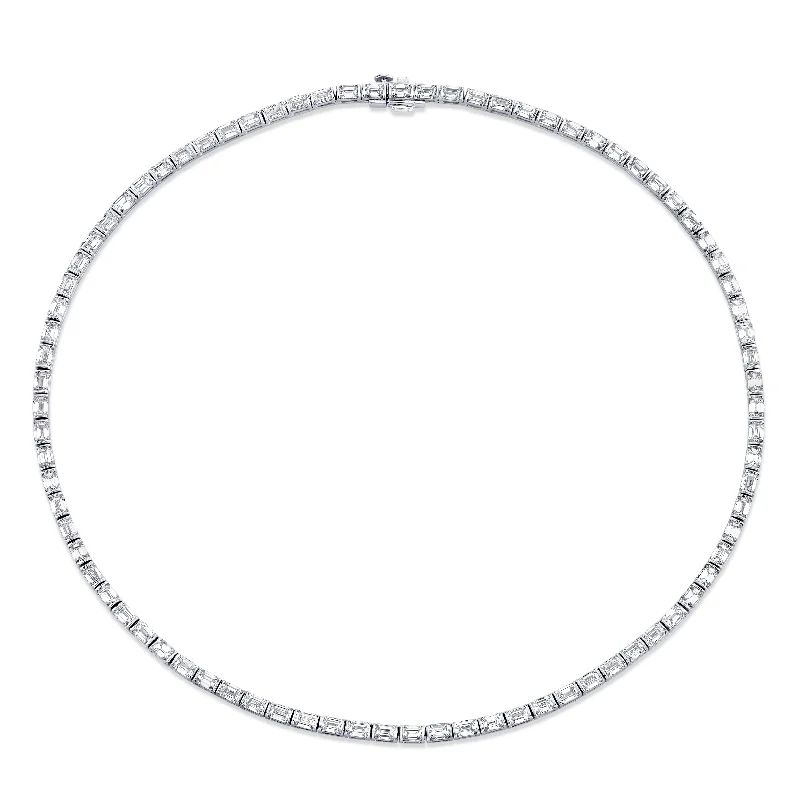 sparkling necklaces for women -16.19 Carat 18k White Gold East West Necklace