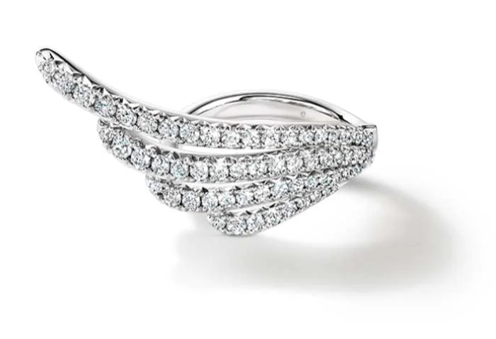 promise rings for her -Hearts On Fire VELA French Cut Pavé Diamond Cocktail Ring in 18K White Gold