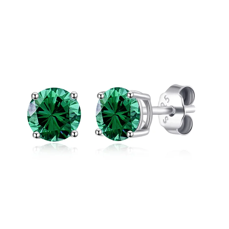 bridal earrings for women -Sterling Silver May (Emerald) Birthstone Earrings Created with Zircondia® Crystals