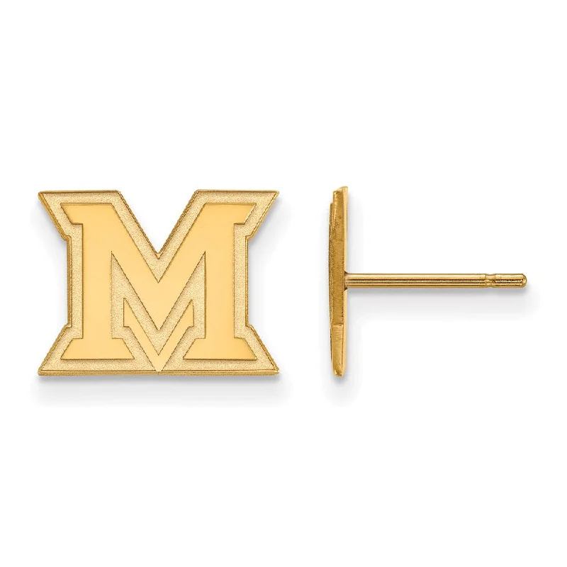 boho earrings for women -14k Yellow Gold Miami University XS (Tiny) Initial M Post Earrings