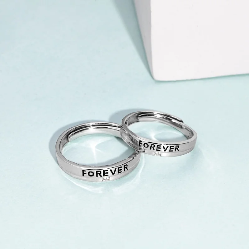 statement rings for women -Forever Together 925 Sterling Silver Couple Ring Band (Adjustable)