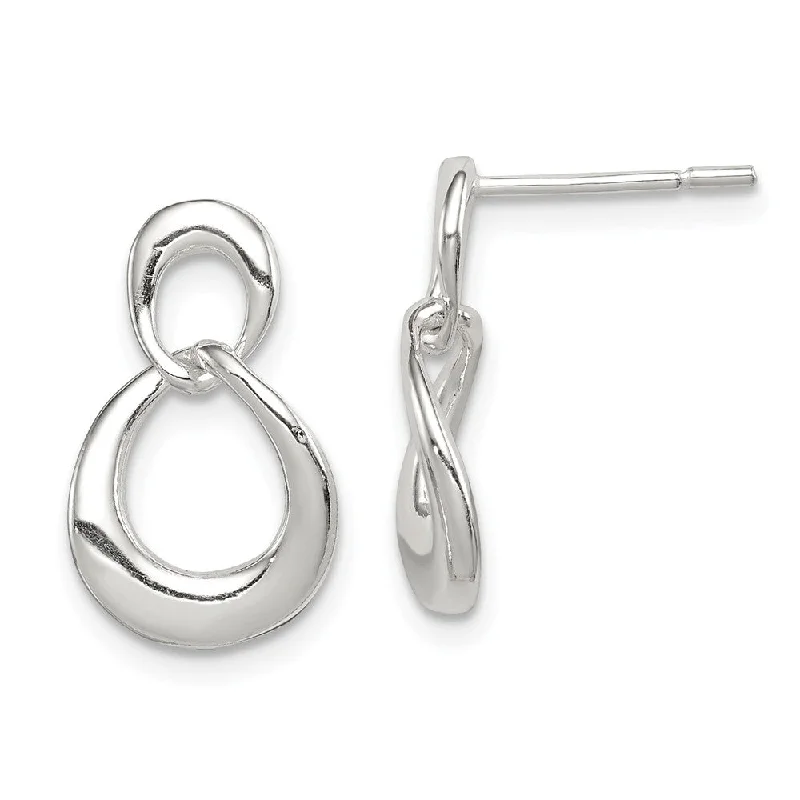 birthday gift earrings for women -Teardrop Dangle Earrings in Sterling Silver