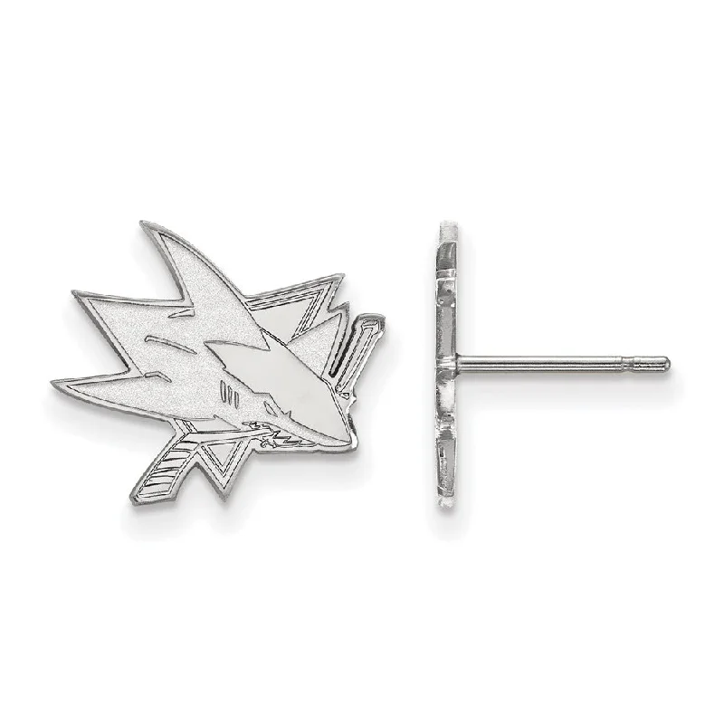 luxury gemstone earrings for women -10k White Gold NHL San Jose Sharks Small Post Earrings