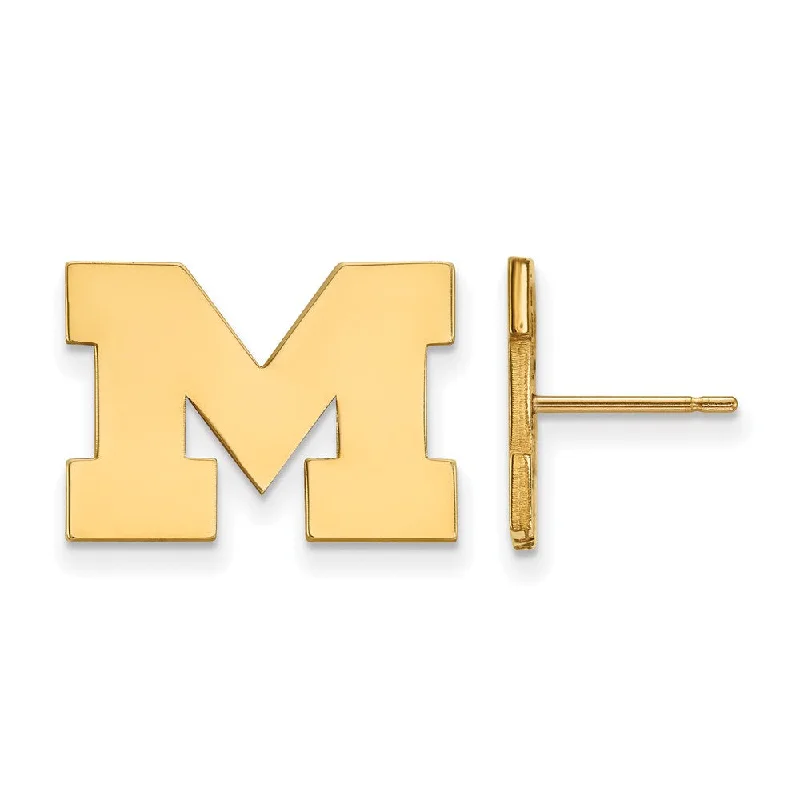 custom earrings for women -14k Gold Plated Silver Michigan (Univ of) Small Post Earrings