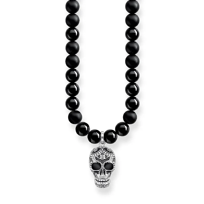 pearl drop necklaces for women -Thomas Sabo Power Necklace Maori Skull Pavé KE1707-705-11-L60