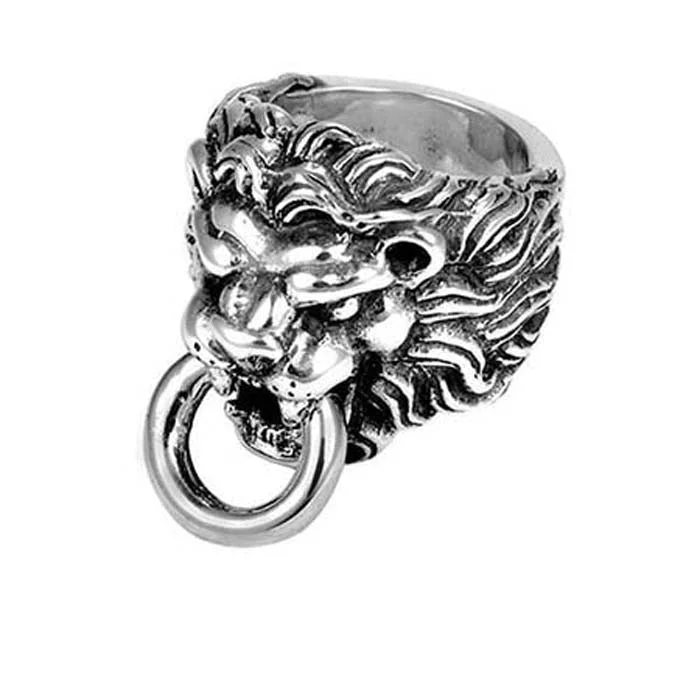 cocktail rings for women -King Baby Lion's Head Ring in Sterling Silver