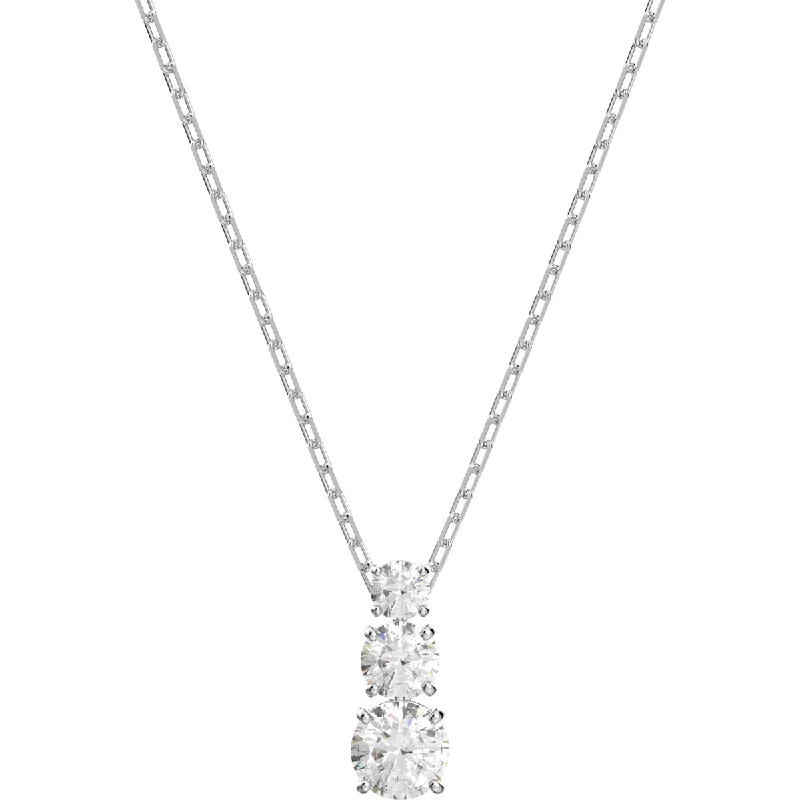 charm necklaces for women -Swarovski Attract Trilogy pendant, Round, White, Rhodium plated 5414970