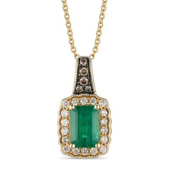 promise rings for her -Le Vian Pendant featuring Costa Smeralda Emerald with Nude and Chocolate Diamonds in 14K Honey Gold