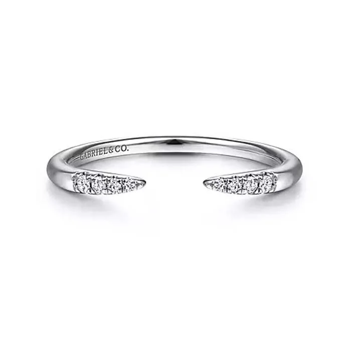 trendy rings for women -Gabriel & Co. Open Diamond Tipped Stackable Ring in 14K White Gold