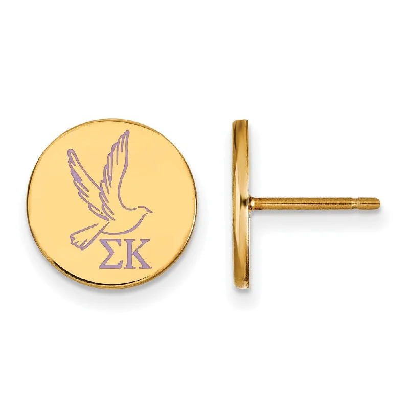 chic drop earrings for women -14K Plated Silver Sigma Kappa Enamel Post Earrings