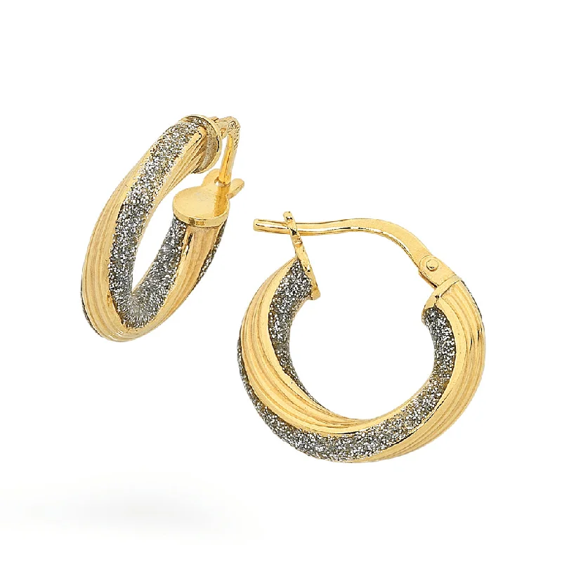 chic drop earrings for women -9ct Yellow Gold Infused Stardust Hoop Earrings