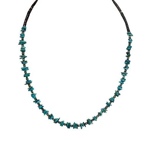 chunky necklaces for women -Genuine Turquoise Necklace, 18 Inches, Authentic Navajo Native American USA Handmade, Sterling Silver