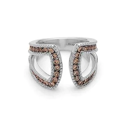 double band rings for women -Charles Krypell Brown Diamond Open Wrap Ring in Sterling Silver