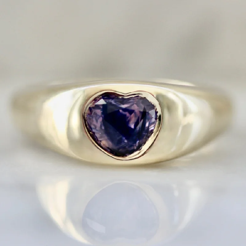 fashion rings for women -Rorschach Purple-Blue Heart Cut Sapphire Bombe Ring