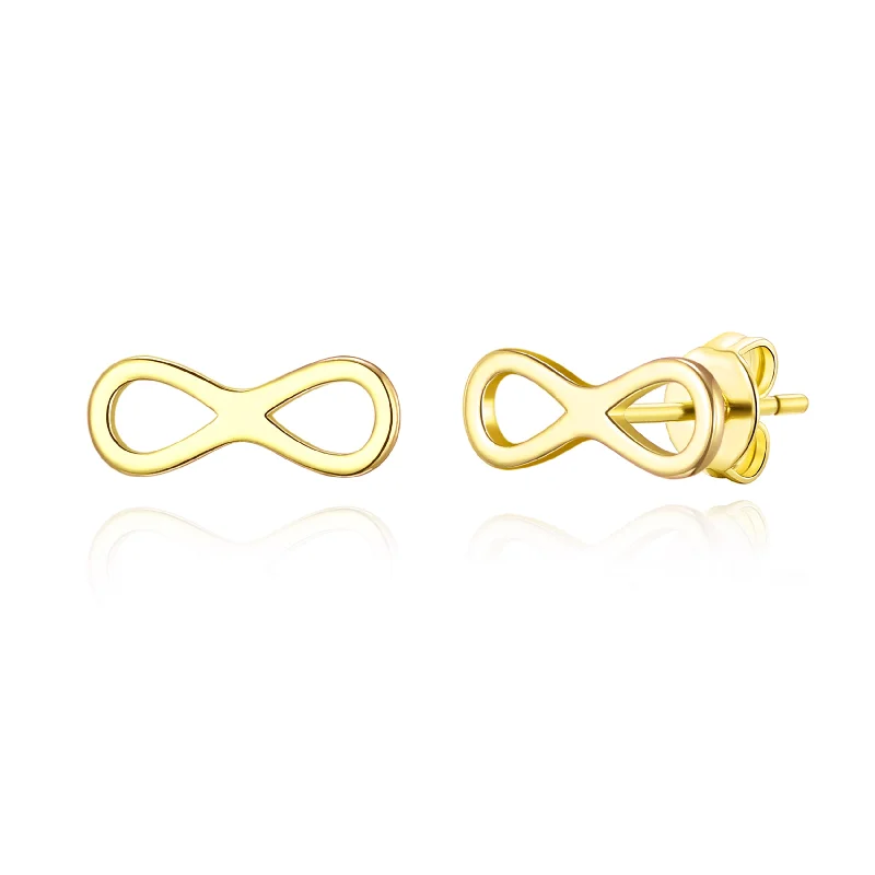 stud earrings for women -Gold Plated Infinity Stud Earrings