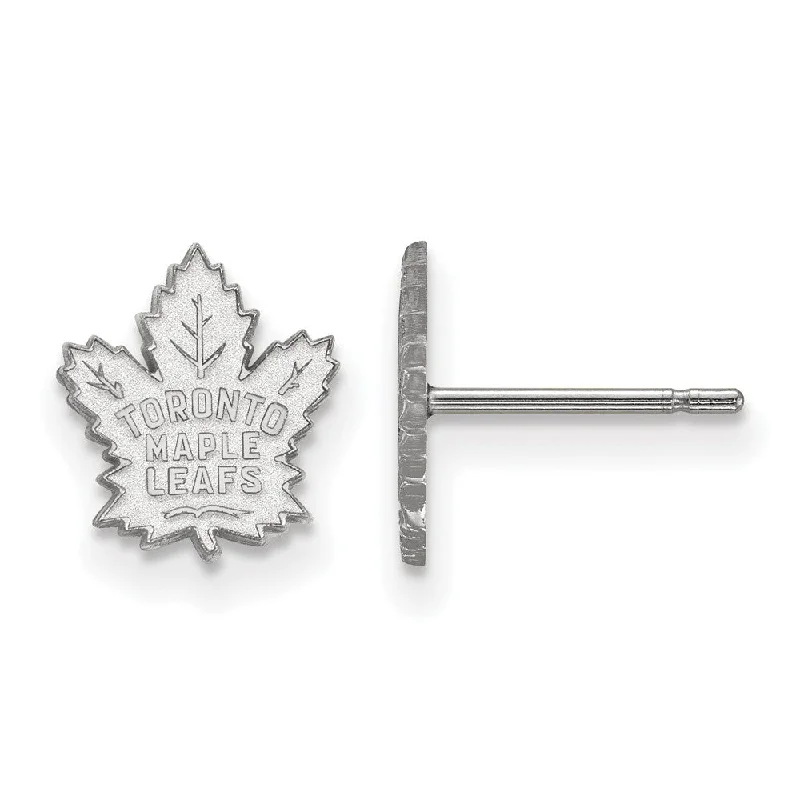 trendy statement earrings for women -10k White Gold NHL Toronto Maple Leafs XS Post Earrings