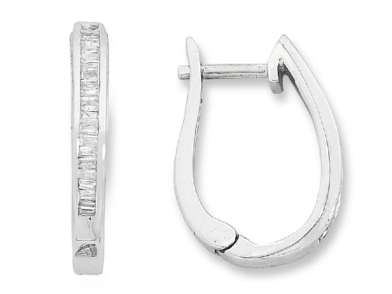 adjustable earrings for women -1/4ct Diamond Hoop Earrings