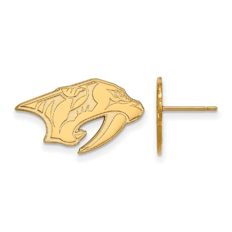 modern earrings for women -14k Yellow Gold NHL Nashville Predators Small Post Earrings