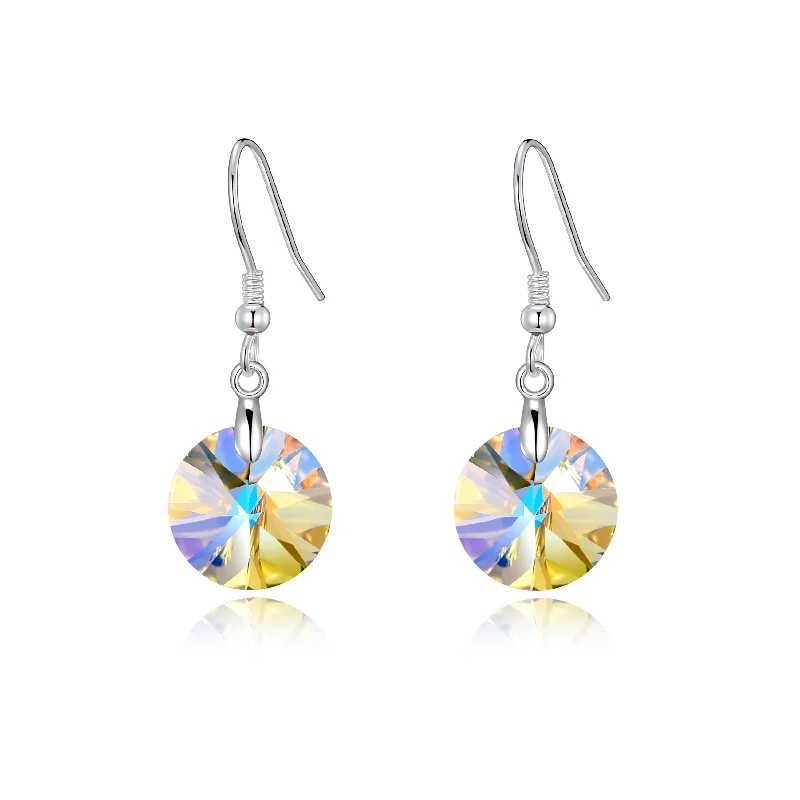 vintage earrings for women -Sterling Silver Aurora Borealis Earrings Created with Zircondia® Crystals