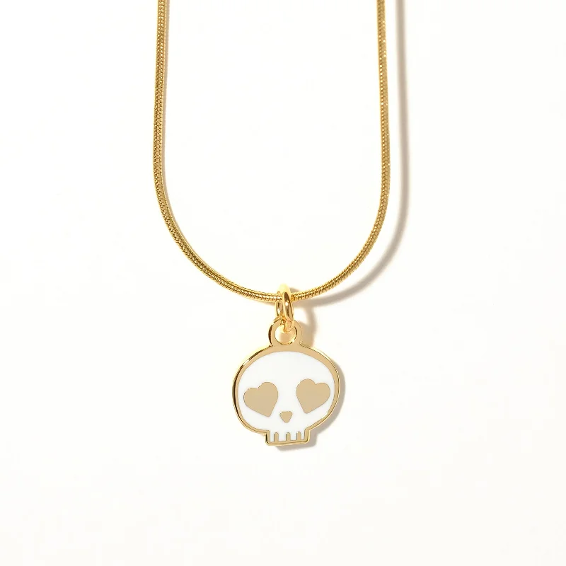 bridal choker necklaces for women -Heart Eyed Skull Necklace