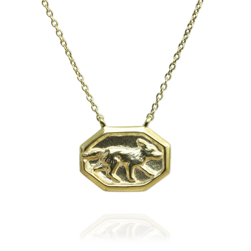 vintage gold necklaces for women -Vintage Fox Tile Necklace