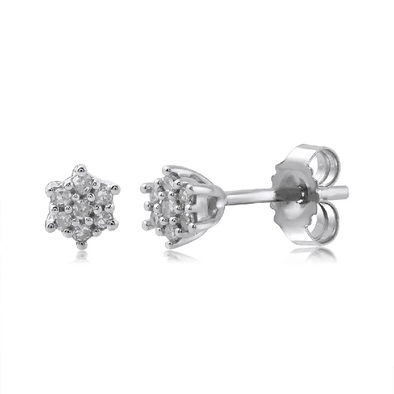 cute earrings for women -9ct White Gold 0.05ct Diamond Star Stud Earrings