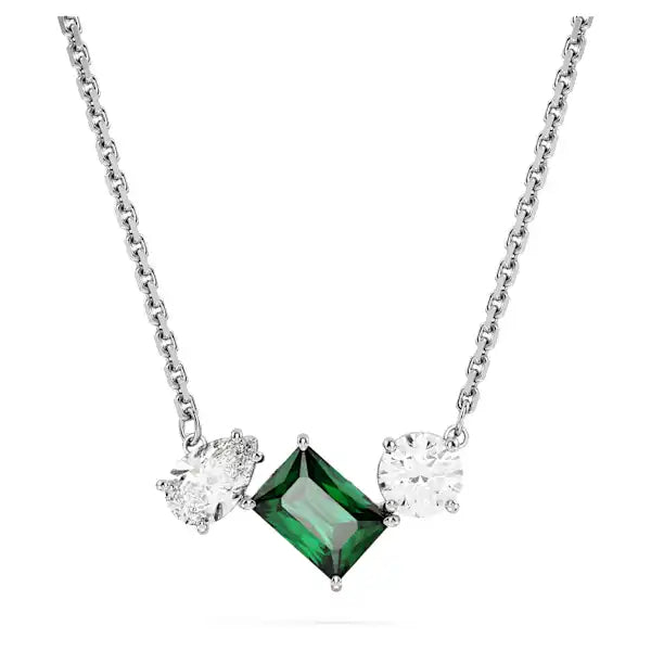 turquoise necklaces for women -Swarovski Mesmera pendant Mixed cuts, Green, Rhodium plated 5668278