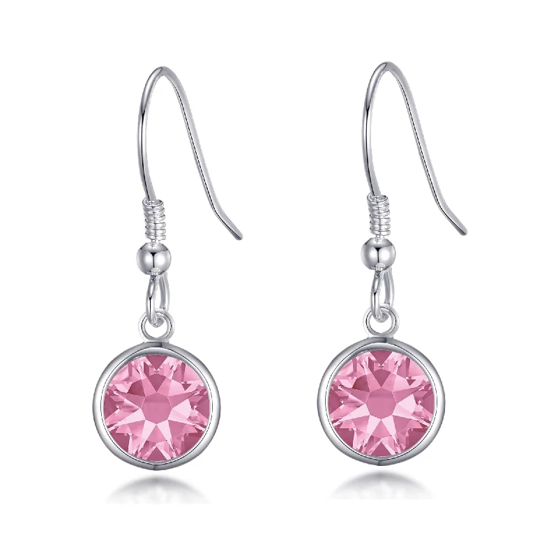 elegant earrings for women -Pink Crystal Drop Earrings Created with Zircondia® Crystals