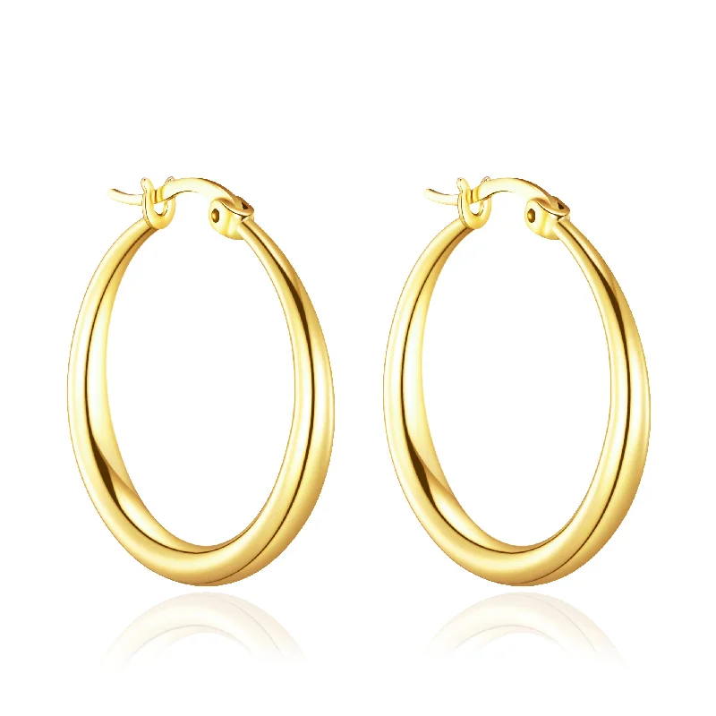 elegant dangle earrings for women -Gold Plated 25mm Hoop Earrings