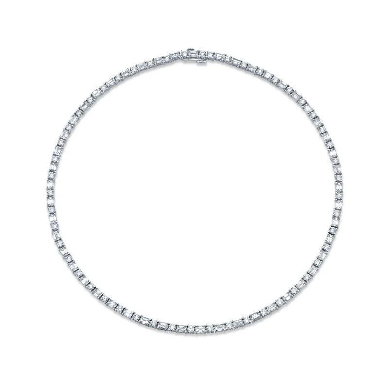 silver necklaces for women -17.97 Carat 18k White Gold Diamond Necklace