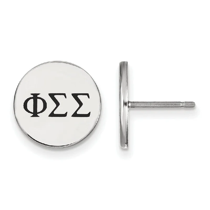 hoop earrings with diamonds -Sterling Silver Phi Sigma Sigma Black Enamel Greek Post Earrings