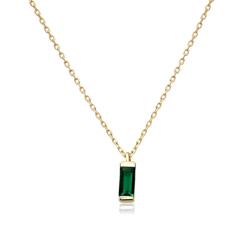 fine jewelry necklaces for women -Emerald Baguette Necklace