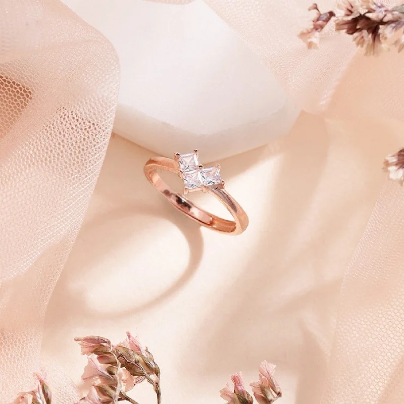 silver engagement rings -Heartcore 925 Silver Ring in Rose Gold (Adjustable)