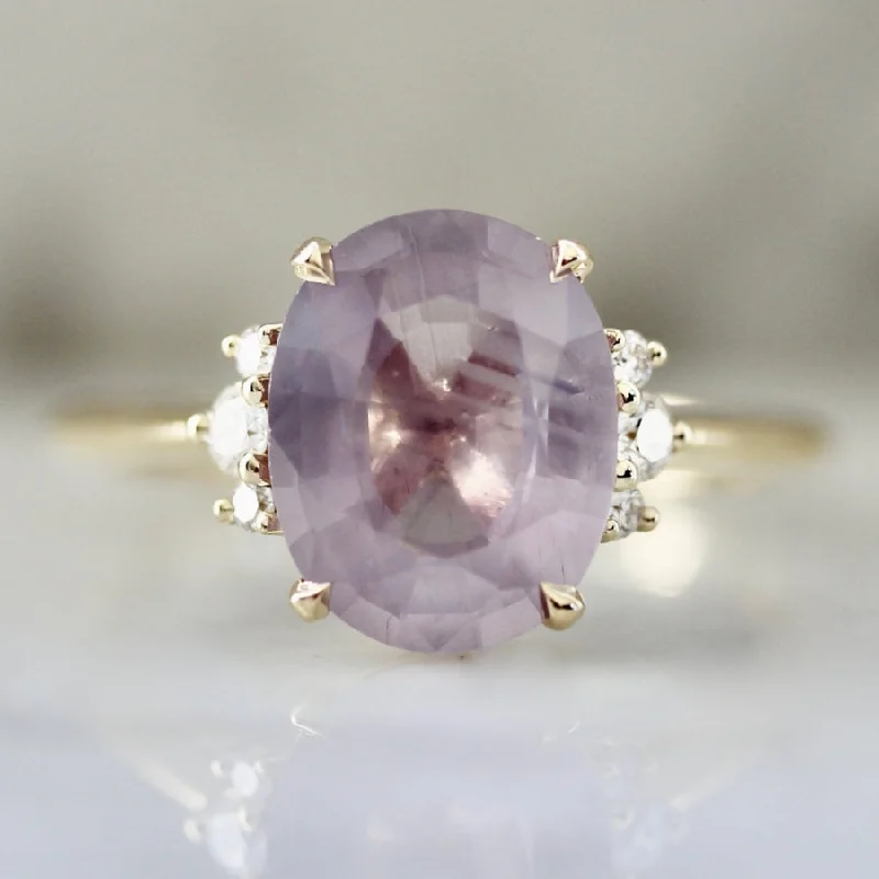 silver statement rings -3.59 Carat Mirella Lilac Oval Cut Sapphire Ring