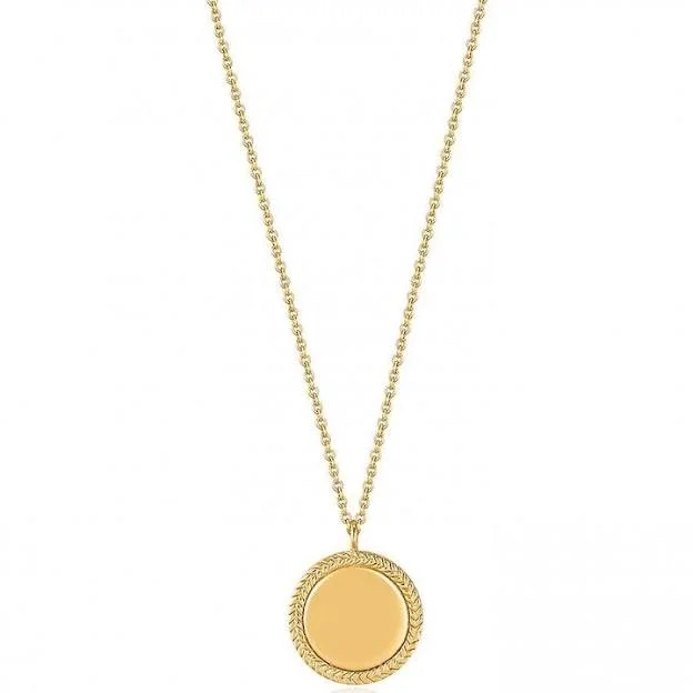 sparkling diamond necklaces for women -Ania Haie Gold Rope Disc Necklace N036-03G Sterling Silver