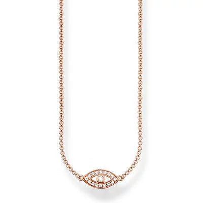 adjustable necklaces for women -Thomas Sabo Sterling Silver Evil Eye Rose Gold Plated Necklace KE1385-416-14-L52V