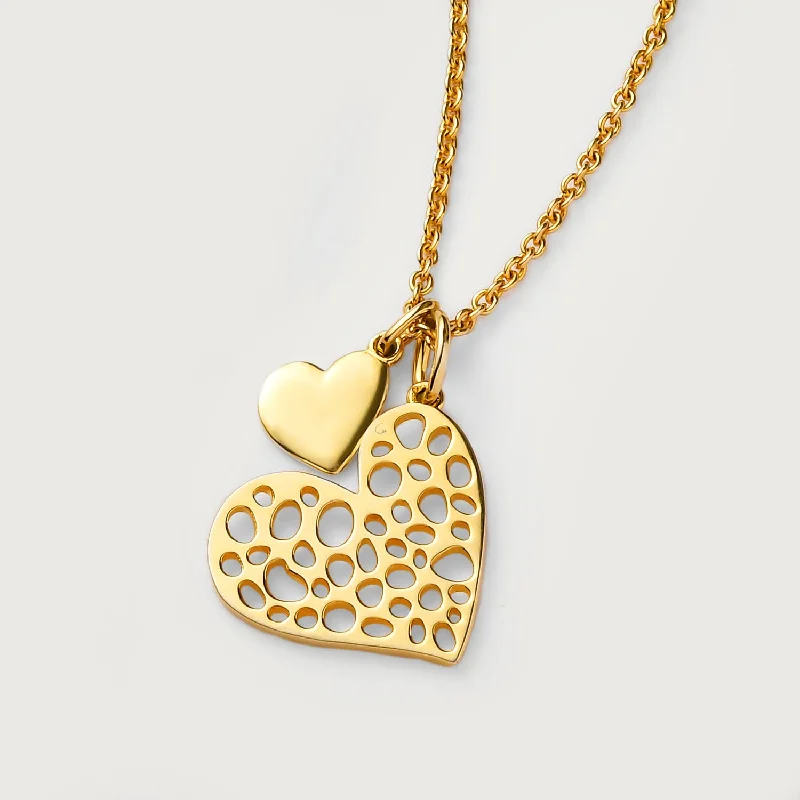 fashionable necklaces for women -Lattice Heart Charm Necklace