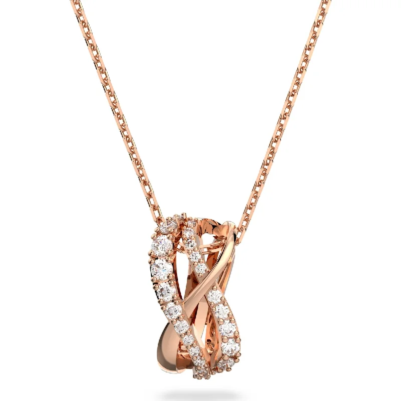 stylish pendant necklaces for women -Swarovski Twist necklace, White, Rose gold-tone plated 5620549